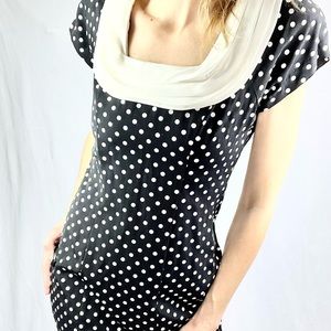 SCARLETT |🖤🤍 VINTAGE! Black & White Polka Dot Boatneck 80s Sheath Dress